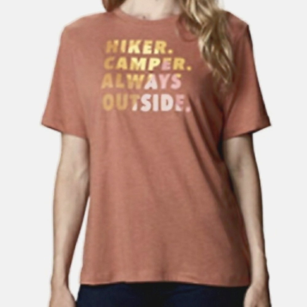 Columbia Bluebird Day Relaxed Crew Neck T-Shirt Teak Brown- Hiker Camper Size L